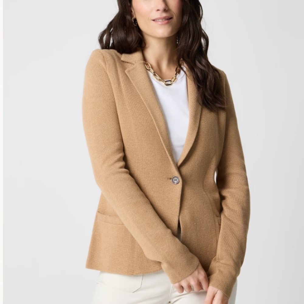 J. Crew Schoolboy sweater blazer Tailored Camel Knit Jacket